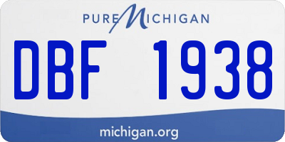 MI license plate DBF1938