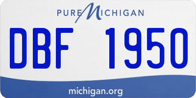 MI license plate DBF1950