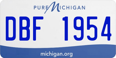 MI license plate DBF1954