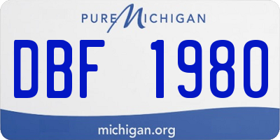 MI license plate DBF1980