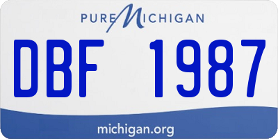 MI license plate DBF1987