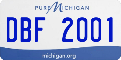 MI license plate DBF2001