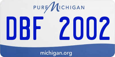 MI license plate DBF2002