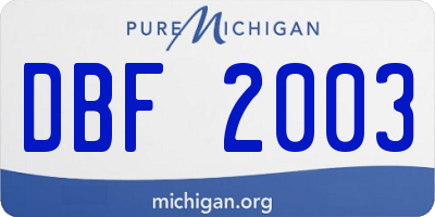 MI license plate DBF2003