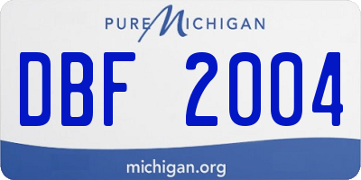 MI license plate DBF2004