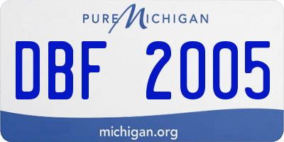 MI license plate DBF2005