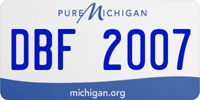 MI license plate DBF2007