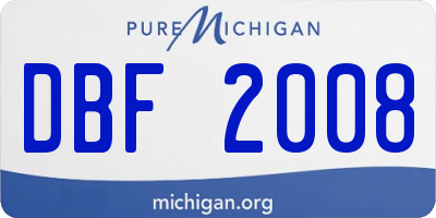MI license plate DBF2008