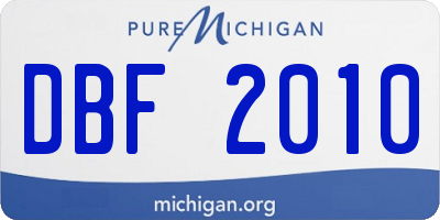 MI license plate DBF2010