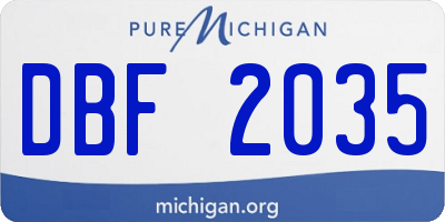 MI license plate DBF2035