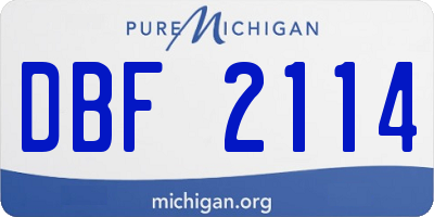 MI license plate DBF2114