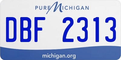 MI license plate DBF2313