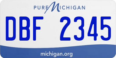 MI license plate DBF2345