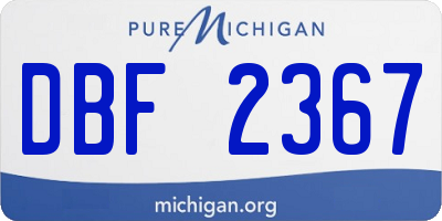 MI license plate DBF2367