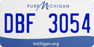 MI license plate DBF3054