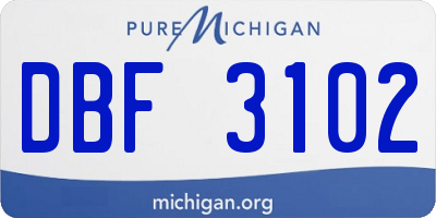 MI license plate DBF3102