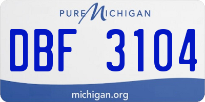 MI license plate DBF3104