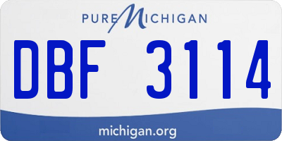 MI license plate DBF3114