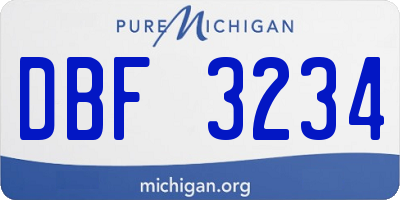 MI license plate DBF3234