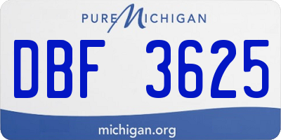MI license plate DBF3625