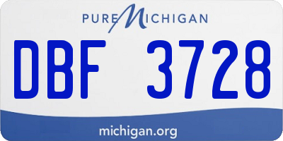MI license plate DBF3728
