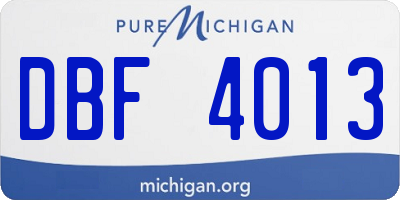 MI license plate DBF4013