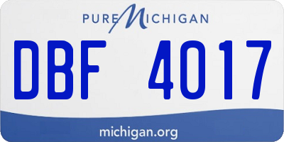 MI license plate DBF4017