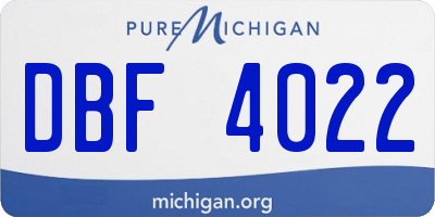 MI license plate DBF4022