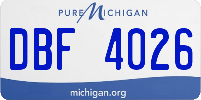 MI license plate DBF4026