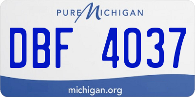 MI license plate DBF4037