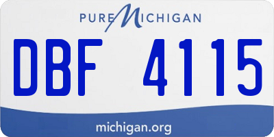 MI license plate DBF4115