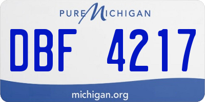 MI license plate DBF4217