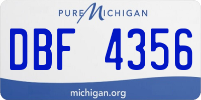 MI license plate DBF4356