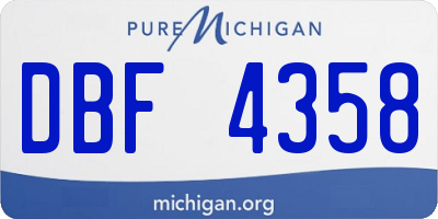 MI license plate DBF4358