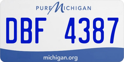 MI license plate DBF4387