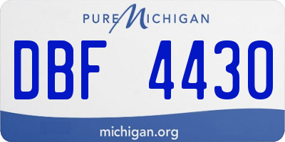 MI license plate DBF4430