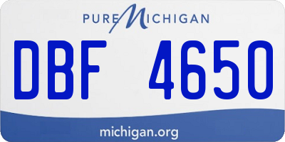 MI license plate DBF4650