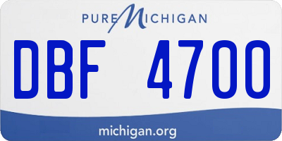 MI license plate DBF4700