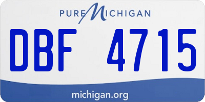 MI license plate DBF4715