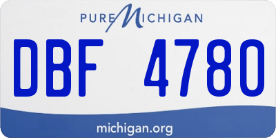 MI license plate DBF4780