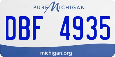 MI license plate DBF4935