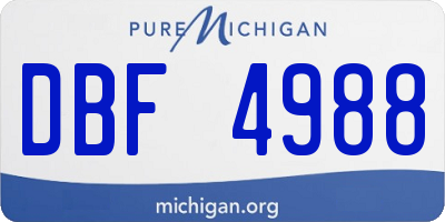 MI license plate DBF4988