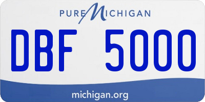 MI license plate DBF5000