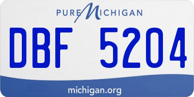 MI license plate DBF5204