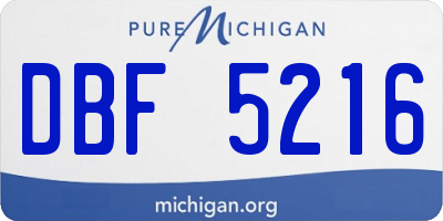 MI license plate DBF5216