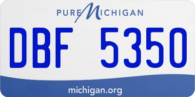MI license plate DBF5350