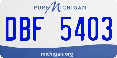 MI license plate DBF5403