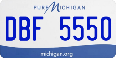 MI license plate DBF5550