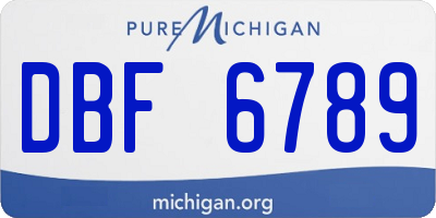 MI license plate DBF6789
