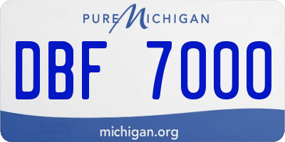 MI license plate DBF7000